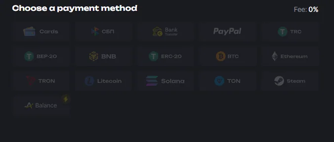 The Avan Market fee line, reading zero, on a platform that charges through the quote