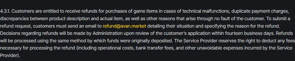 Section 4.30.1, where an accepted price can be revisited after the item is sent