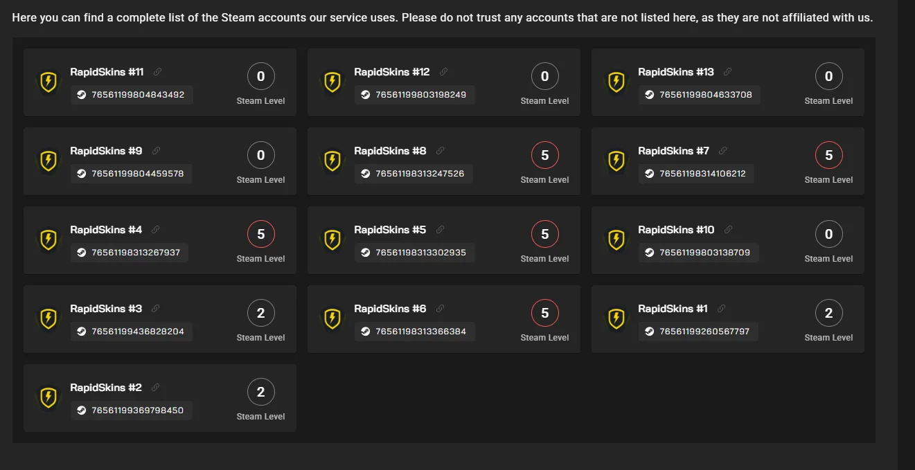 A published bot list, which is the cheapest anti-scam measure a platform can take